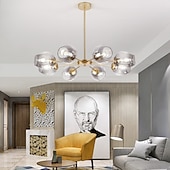 abordables Lustres-6 lumières 8 lumières 75-90-120 cm Conception de Spoutnik Conception de globe Lustre Aluminium Verre Style artistique Globe Géométrique Plaqué LED Style nordique 110-120V 220-240V