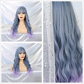 levne Párty paruky-Blond paruky pro ženy syntetická paruka hluboká vlnitá úhledná třásňová paruka střední délka syntetické vlasy pro ženy cosplay párty móda blond halloween paruky