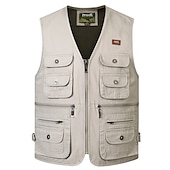 abordables ropa exterior activa para hombres-Hombre Chaleco de caza Al aire libre Listo para vestir Transpirable Cómodo Primavera Verano Un Color Algodón Ejército amarillo Color Caquí Blanco Marfil