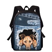billiga Tryckta ryggsäckar-Söt valptrycksryggsäck med denimdesign – skolväska med stor kapacitet för flickor, tonåringar och hundälskare, lätt bokväska för dagligt bruk eller resor