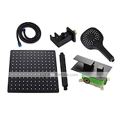 abordables Douches de plafond de luxe-Ensemble de robinets de douche noir mat de 16 pouces, système de douche dissimulé à effet de pluie en laiton massif avec 3 fonctions, ensemble combiné de douche à main monté au plafond avec corps de valve et garniture