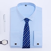 cheap Men&#039;s Dress Shirts-Men&#039;s Dress Shirt French Cuff Shirt Collared Shirt Button Up Shirt Plain Wedding Party White Pink Blue Long Sleeve Turndown Spring, Fall, Winter, Summer Clothing Apparel Collared Shirts