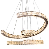 رخيصةأون نجف-3-ring led عاكسة للضوء pandent ضوء كريستال تصميم دائرة الثريا الفولاذ المقاوم للصدأ طبقات النمط الفني النمط الرسمي مطلي بالكهرباء الفنية led 110-240v