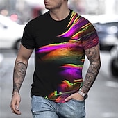 ieftine Tricouri 3D-Bărbați Grafic Curcubeu Cămașă Tricou Manșon scurt Tricou Tipărire 3D Rotund Cămașă Șic Stradă Exagerat De Bază Zilnic Ieșire Negru Roșu-aprins Albastru piscină Îmbrăcăminte Mărime Plus Normal S M L