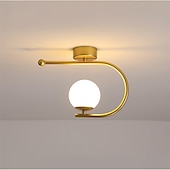 cheap Flush Mounts &amp; Semi Flush Mounts-23 cm LED Ceiling Light Porch Light Corridor Lamp Black Gold Globe Design Nordic Geometric Shapes Flush Mount Lights Metal Artistic Style Globe Painted Finishes LED 220-240V
