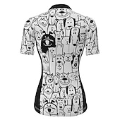 お買い得  ウィメンズジャージ-女性用 サイクリングジャージー グラフィック 犬 パターン柄 半袖 バイク ジャージー トップス 3つのリアポケット付き マウンテンサイクリング ロードバイク 速乾性 ソフト 反射性ストリップ 後ポケット スポーツ ホワイト 衣類