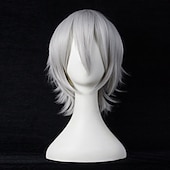 economico Parrucche da festa-parrucche sintetiche corte per donna bianco viola blu biondo giallo nero rosso parrucca cosplay femminile parrucca carnevalesca in fibra ad alta temperatura