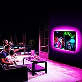 abordables Contrôle WiFi et musique-led bande lumières app musique synchronisation contrôle ensemble 5 v usb 5050 smd rgb bluetooth tv rétro-éclairage étanche