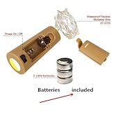abordables Alimentación por batería-Elegante cadena de luces LED para tapón de botella de alambre de cobre de 10 piezas, 15 led, 0,75 m, para decoración de botellas de vidrio, manualidades, San Valentín, bodas y fiestas