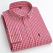 voordelige Overhemden met knopen voor heren-Voor heren Overhemd Geruit overhemd Button-down overhemd Shirt met kraag Geruit Bruiloft Werk B C D E Lange mouw Strijkijzer Lente &amp; Herfst Kleding Button-omlaag