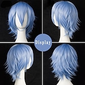 economico Parrucche da festa-parrucche sintetiche corte per donna bianco viola blu biondo giallo nero rosso parrucca cosplay femminile parrucca carnevalesca in fibra ad alta temperatura
