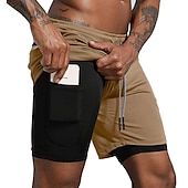 cheap Mens Active Shorts-Men&#039;s Sports Outdoor Athletic Breathable Quick Dry Moisture Wicking 2 in 1 with Phone Pocket Liner Solid Colored Activewear Dark Grey Black Stretchy