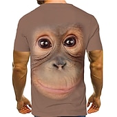  Per uomo Grafico Animale Orangutan Camicia Maglietta Manica Corta maglietta Stampa 3D Girocollo Camicia Chic & Moderno Divertente Confortevole Feste Streetwear Quotidiano Nero Rosa Marrone Estate