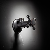 levne Doplňky k bateriím-starožitný měděný trojúhelníkový ventil vyřezávaný retro zesílený teplý a studený trojúhelníkový ventil černý rohový ventil odolný proti výbuchu uzavírací ventil vody 1ks