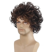 cheap Black &amp; African Wigs-Synthetic Wig Curly Short Bob Wig Short Black / Brown Synthetic Hair 28 inch Men&#039;s Party Fashion Comfy Black Brown