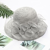 economico Cappelli per feste-Cappelli Copricapi Cappelli di Paglia Cappello a Secchiello di Tulle Cappello di Paglia Cappello da Sole Casual Vacanze Melbourne Cup Cocktail Royal Ascot Stile Vintage Con Applicazioni Ruching