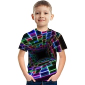 お買い得  男の子の3Dビジョンと幾何学-イースター 男の子 3D 幾何学模様 虹色 3D印刷 Tシャツ Ｔシャツ 半袖 3Dプリント 夏 活発的 スポーツ ストリートファッション 子供 2〜12年