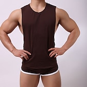 billige aktive t-skjorter og tanks for menn-Herre Singlet til jogging Treningstopp Ermeløs Vest Atletisk Sommer Bomull Pustende Hurtigtørkende Fukttransport Myk Treningsøkt Løp Aktiv trening Sports Sportsklær Ensfarget Svart Hvit Gul