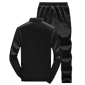 billiga Träningsdräkter-Herr Träningsoverall 2 delar Elastiskt midjeband Utomhus Hög krage Andningsfunktion Mjuk Bekväm Motion &amp; Fitness Vardagsanvändning Sportkläder Sportkläder Svart Grå Rubinrött / 2st / förpackning