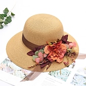 economico Cappelli per feste-berretto Copricapo Cappelli di paglia Paglia Cappelli da pescatore Cappello di paglia Cappello da sole Informale Per eventi Spiaggia Kentucky Derby Coppa di Melbourne Stile vintage Elegante Con Con