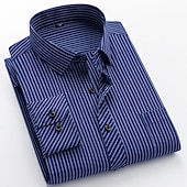 cheap Men's Non Iron Shirts-Men's Dress Shirt Non Iron Shirt Collared Shirt Button Up Shirt Striped Wedding Work A D G H Long Sleeve Collar Spring &amp;  Fall Clothing Apparel Button-Down