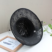 levne Fascinátory a klobouky-Klobouky Doplňky do vlasů Tyl Kbelík Slamák Sluneční klobouk Ležérní Dovolená Kentucky Derby Dostih Dámský den Retro styl Elegantní Krajkový S Peří Krajka Přílba Pokrývky Hlavy