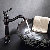 cheap Classical-Bathroom Sink Mixer Faucet Deck Mounted, 360 Swivel Washroom Basin Taps Single Handle Rose One Hole Electroplated Faucet with Hot and Cold Water Gold/Black/Brushed Gold/Brass/Rustic Nickel