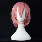 economico Parrucche da festa-parrucche sintetiche corte per donna bianco viola blu biondo giallo nero rosso parrucca cosplay femminile parrucca carnevalesca in fibra ad alta temperatura