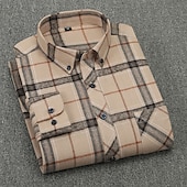 preiswerte Businesshemden für Herren-Herren Oberhemd Kariertes Hemd trachtenhemd Kragenhemd Knopfhemd Schottenstoff Hochzeit Arbeitskleidung A B C E Langarm Kragen Frühling Winter Bekleidung Button-Down