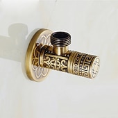 levne Doplňky k bateriím-starožitný měděný trojúhelníkový ventil vyřezávaný retro zesílený teplý a studený trojúhelníkový ventil černý rohový ventil odolný proti výbuchu uzavírací ventil vody 1ks