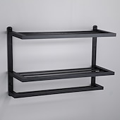 economico Portasciugamani-portasciugamani in alluminio per bagno, portasciugamani da parete a 3 strati porta asciugamani da bagno 60 cm (nero/argento/grigio canna di fucile)