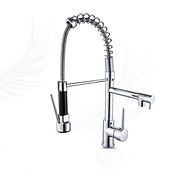 economico Rubinetti per lavello-Rubinetto da cucina - Una manopola Due fori Cromo Estraibile A 3 fori Moderno Kitchen Taps