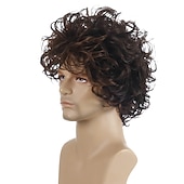 cheap Black &amp; African Wigs-Synthetic Wig Curly Short Bob Wig Short Black / Brown Synthetic Hair 28 inch Men&#039;s Party Fashion Comfy Black Brown