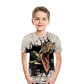 abordables Animales 3D para Niño-Niños Chico Camiseta Manga Corta Bleu Ciel Azul cielo Azul marinero Impresión 3D Dinosaurio Animal Escuela Diario Interior Básico Fresco 3-12 años / Verano