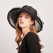 economico Cappelli per feste-Copricapo Organza Miscela polyester / cotone Cappelli da pescatore Informale Per eventi Coppa di Melbourne cocktail Astco reale Di pizzo Con Con balze strutturate Floreale Copricapo Copricapo
