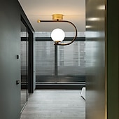 cheap Flush Mounts &amp; Semi Flush Mounts-23 cm LED Ceiling Light Porch Light Corridor Lamp Black Gold Globe Design Nordic Geometric Shapes Flush Mount Lights Metal Artistic Style Globe Painted Finishes LED 220-240V