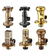 levne Doplňky k bateriím-starožitný měděný trojúhelníkový ventil vyřezávaný retro zesílený teplý a studený trojúhelníkový ventil černý rohový ventil odolný proti výbuchu uzavírací ventil vody 1ks
