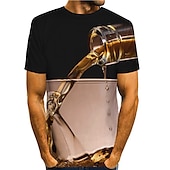 preiswerte 3D-T-Shirts-Herren Graphic 3D Bier T Shirt Tee Kurzarm T-Shirt 3D-Druck Rundhalsausschnitt Hemd Basic Komfortabel Groß und hoch Ausgehen Wochenende Oktoberfest Schwarz Rosa Rote Frühling Sommer Bekleidung