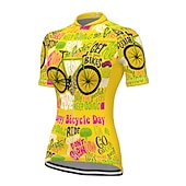abordables Maillots de mujer-Mujer Maillot de Ciclismo Graphic Estampado Letra y Número Manga Corta Bicicleta Maillot Camiseta con 3 bolsillos traseros MTB Bicicleta Montaña Ciclismo Carretera Secado rápido Suave Bandas