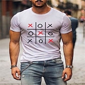 baratos Camiseta gráfica masculina-Homens Letra Camisa Social Camiseta Algodão Manga Curta Gráfico Camisa Preto / Vermelho Branco Vermelho Camiseta confortável Rua Esportes Roupas de estilistas