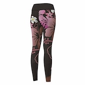 abordables polainas 3d-Mujer Pantalones de yoga Levantamiento de tope Control de barriga Alta cintura Entrenamiento de gimnasio Corriendo Aptitud física Mallas Leggings Leggings Estampado Floral Marrón Otoño Invierno