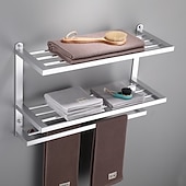economico Portasciugamani-portasciugamani in alluminio per bagno, portasciugamani da parete a 3 strati porta asciugamani da bagno 60 cm (nero/argento/grigio canna di fucile)