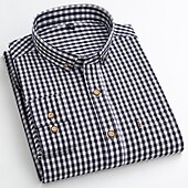voordelige Overhemden met knopen voor heren-Voor heren Overhemd Geruit overhemd Button-down overhemd Shirt met kraag Geruit Bruiloft Werk B C D E Lange mouw Strijkijzer Lente &amp; Herfst Kleding Button-omlaag