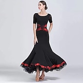 abordables Tenues de danse de salon-Danse de Salon Robe Plissé Femme Utilisation Entraînement Manche Courte Taille moyenne Fibre de Lait