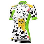 お買い得  ウィメンズジャージ-女性用 サイクリングジャージー 動物 虹色 勾配 半袖 バイク ジャージー トップス 3つのリアポケット付き マウンテンサイクリング ロードバイク 速乾性 ソフト 反射性ストリップ 後ポケット スポーツ ホワイト グリーン ローズレッド 衣類