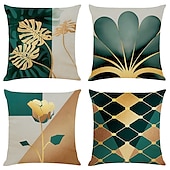 abordables estilo floral y plantas-funda de cojín 4pcs suave geométrico simple clásico tiro funda de almohada funda de cojín de lino de imitación funda de almohada para sofá dormitorio calidad superior lavable a máquina para sofá sofá