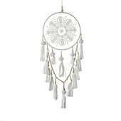 levne Lapače snů-bílý lapač snů ručně vyrobený dárek s jedním kroužkem s péřovým závěsem na zeď umění zvonkohra boho styl domácí dekorace