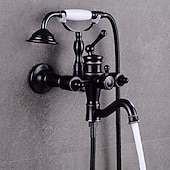 cheap Shower Faucets-Shower Faucet Set Rainfall Shower Vintage Style Electroplated Mount Outside Ceramic Valve Bath Shower Mixer Taps / Brass / Two Handles Two Holes