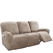 economico Poltrone reclinabili e poltrone wingback-copridivano reclinabile componibile fodera 1 set di 8 pezzi microfibra elasticizzata alta elasticità bordeaux rosso velluto di alta qualità copridivano copridivano per 3 posti cuscino divano