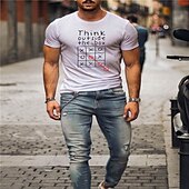 baratos Camiseta gráfica masculina-Homens Letra Camisa Social Camiseta Algodão Manga Curta Gráfico Camisa Preto / Vermelho Branco Vermelho Camiseta confortável Rua Esportes Roupas de estilistas
